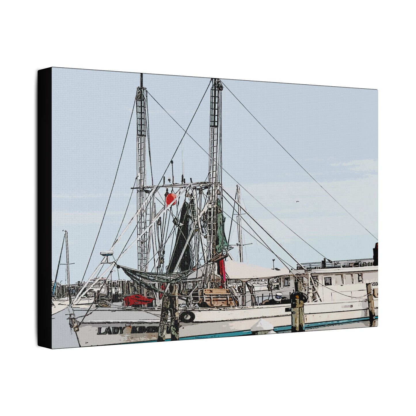 Shrimp Boat Art- Gallery Wrapped- Satin Stretched Canvas Gallery Wraps - No Frame Needed