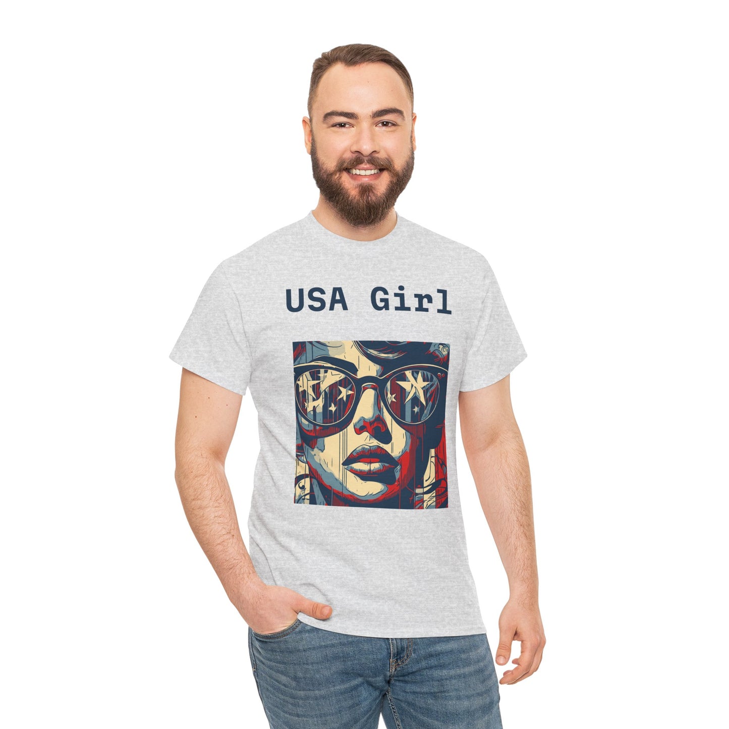 "USA Girl" - Amazing Unisex Heavy Cotton Short Sleeve Tee Shirts!