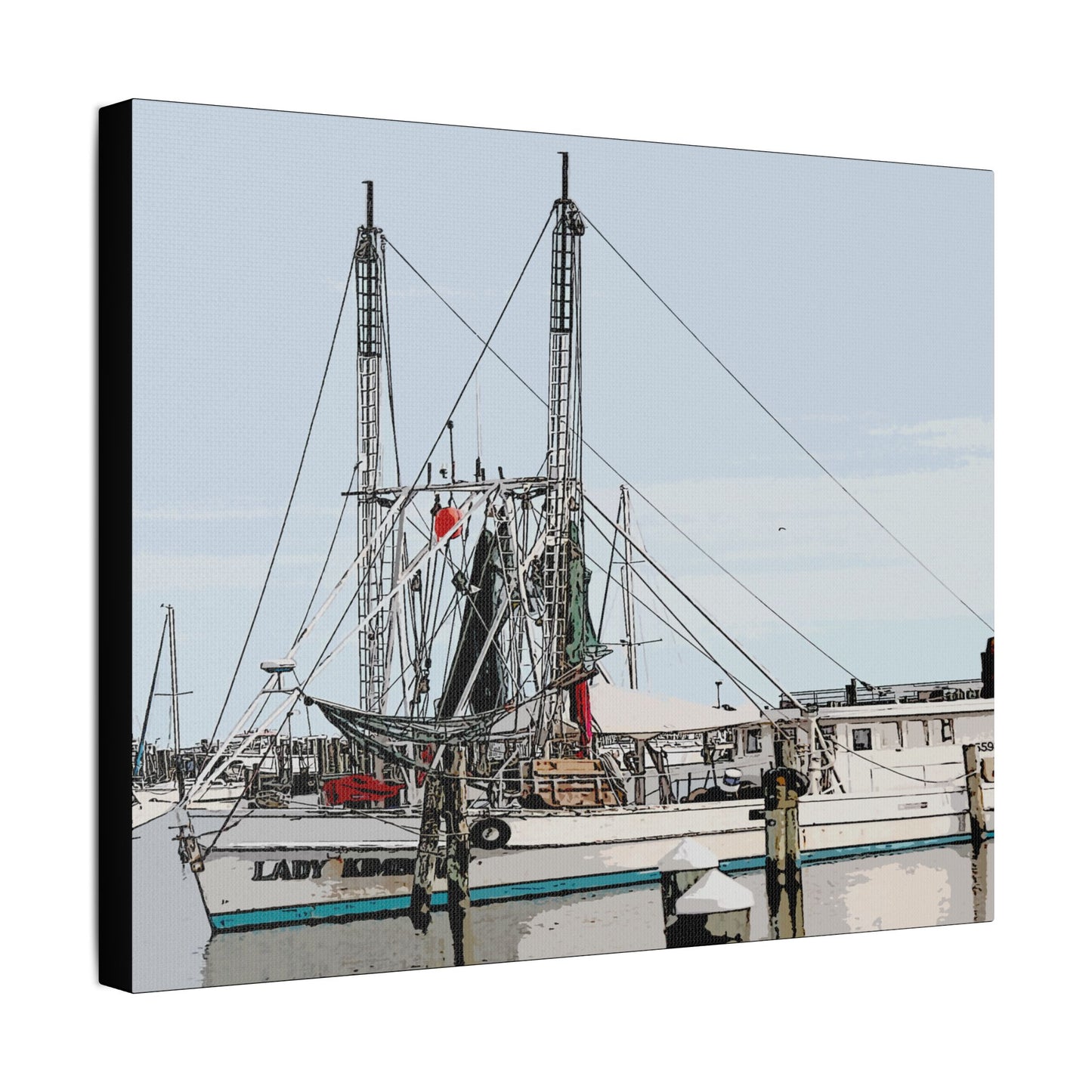 Shrimp Boat Art- Gallery Wrapped- Satin Stretched Canvas Gallery Wraps - No Frame Needed