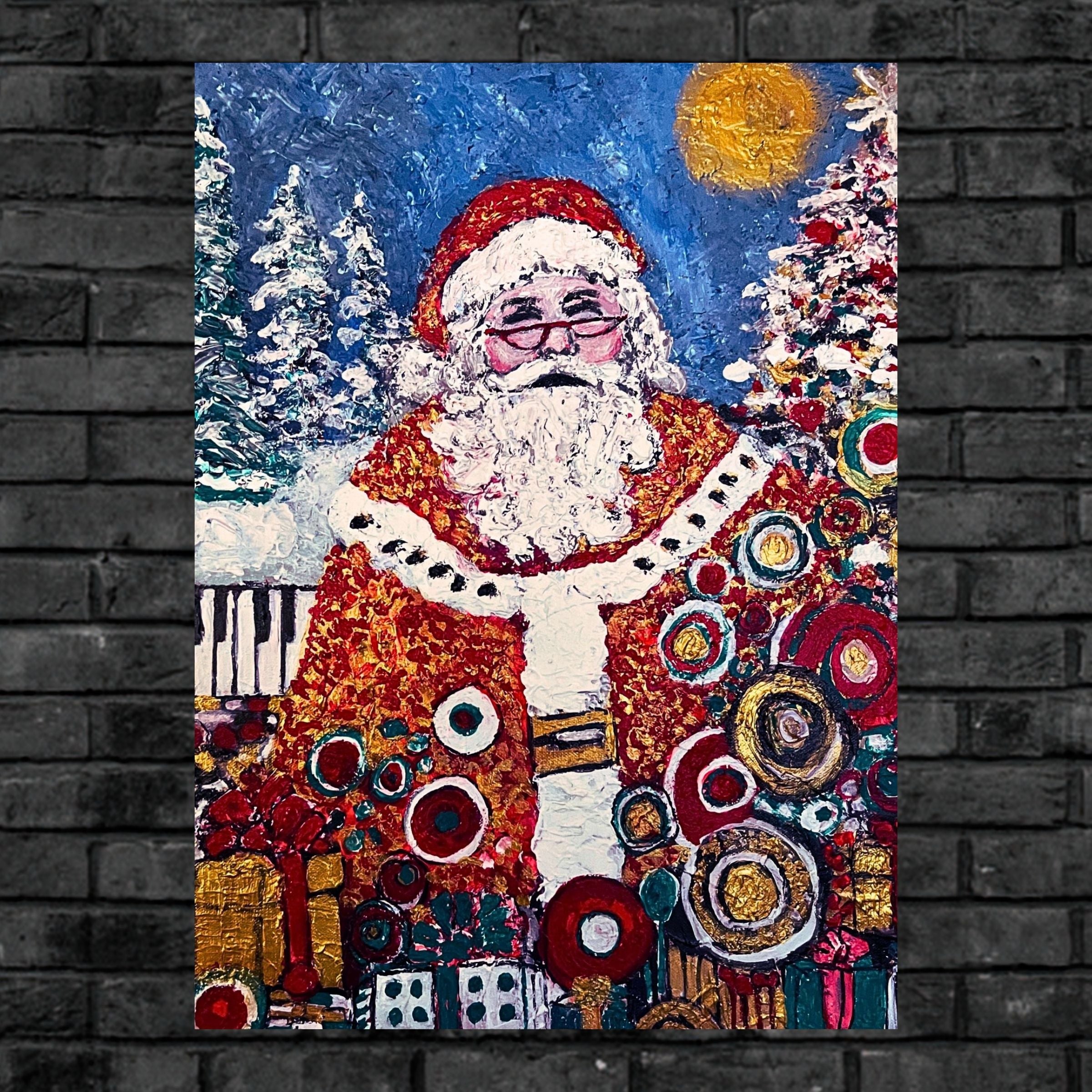 Santa's Magic | Vintage Style Christmas| 16x20 Inch Acrylic Gallery Canvas -Teresa Johnson Original Art