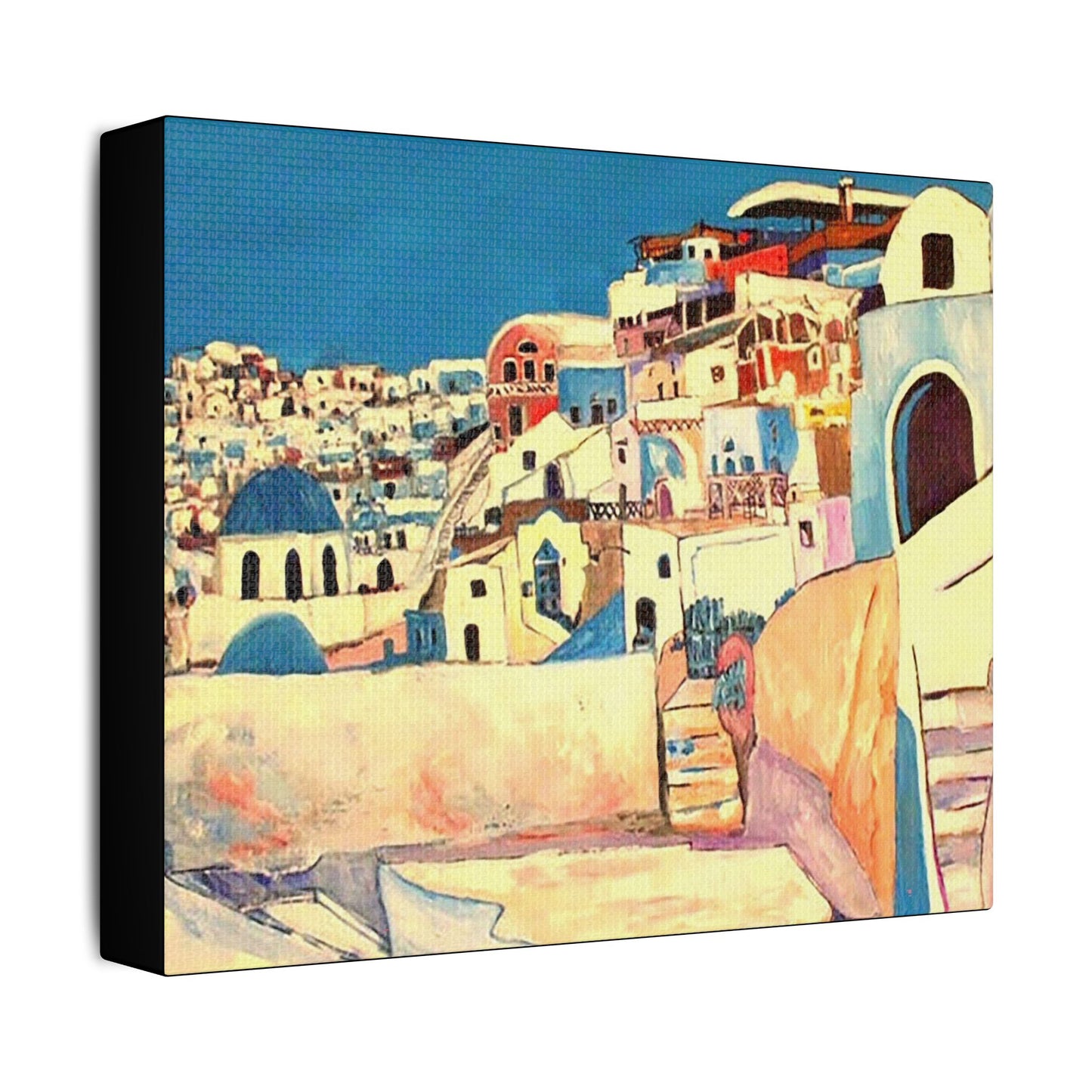 Visit Greece - Art- Gallery Wrapped- Satin Stretched Canvas Gallery Wraps - No Frame Needed