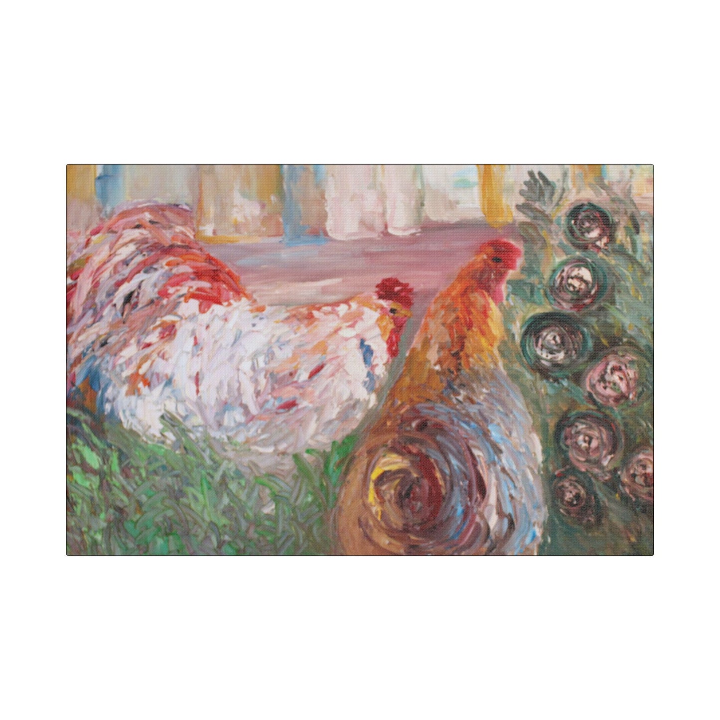 Betsy's Chicken- Art- Gallery Wrapped- Satin Stretched Canvas Gallery Wraps - No Frame Needed