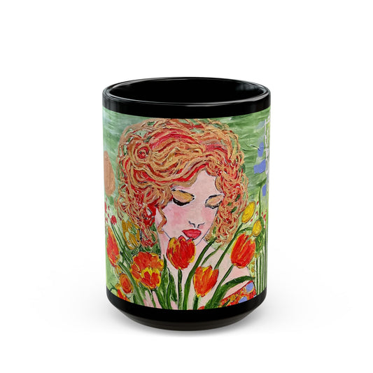 The Queen of Spring - 11 oz or 15 oz Ceramic Black Mugs