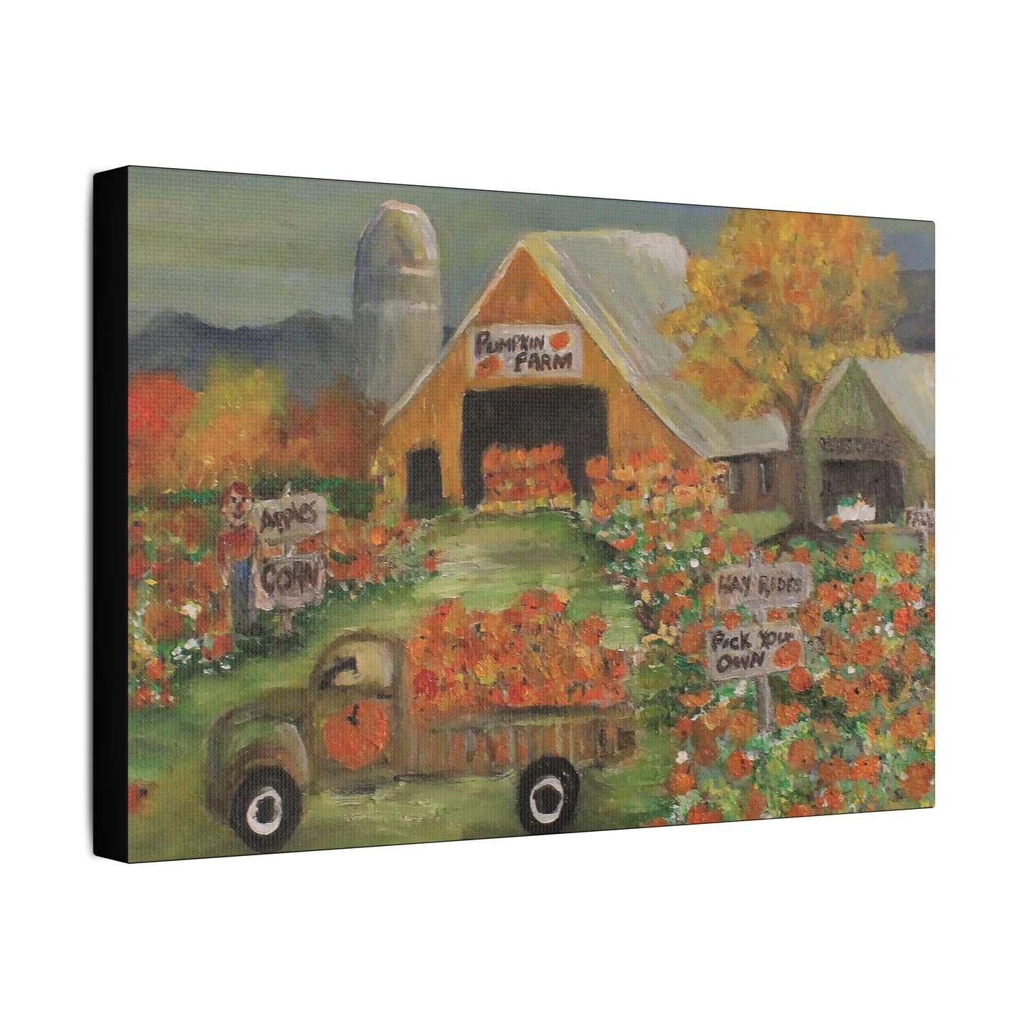 October Pumpkin Farm - Art- Gallery Wrapped- Satin Stretched Canvas Gallery Wraps - No Frame Needed