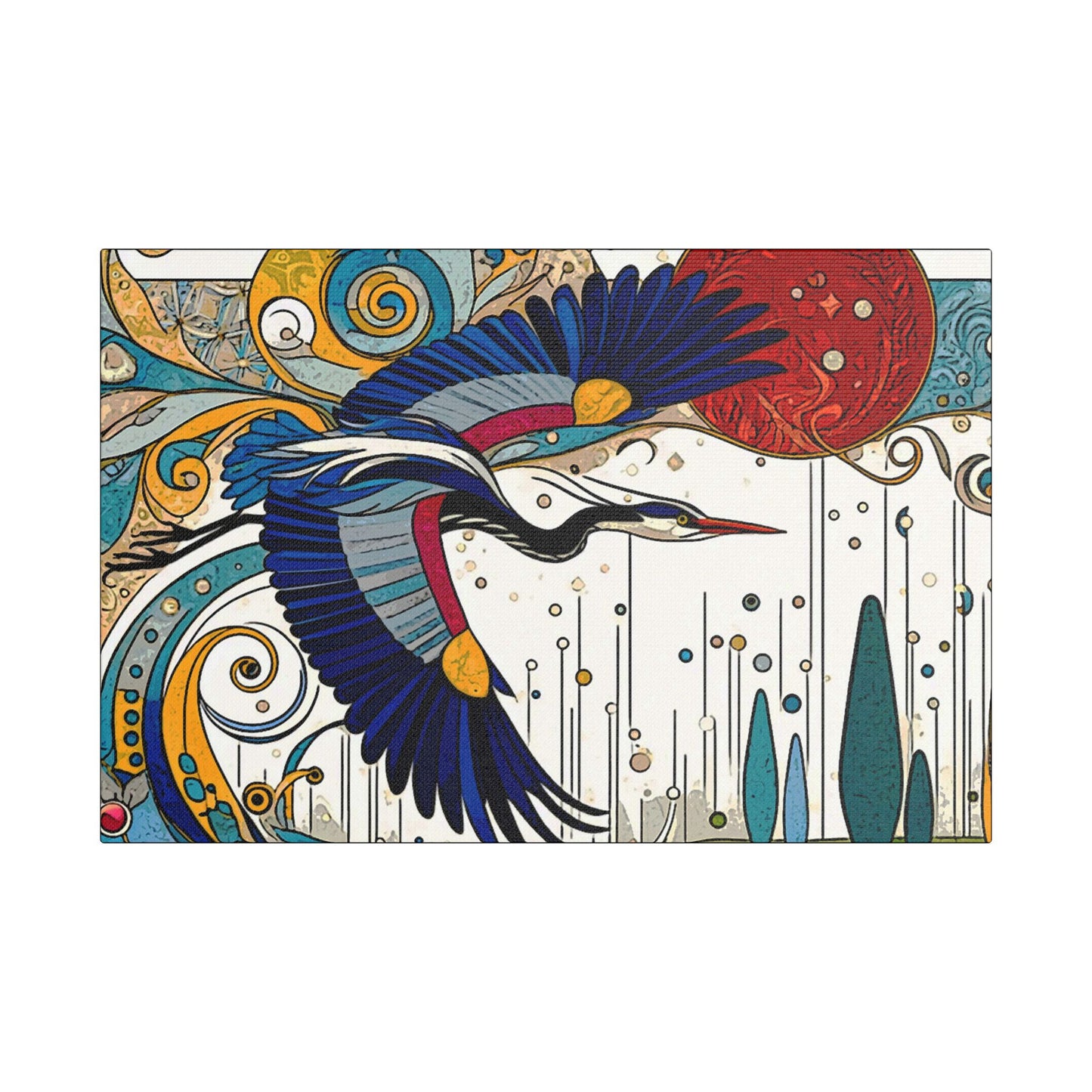 Blue Heron- Art- Gallery Wrapped- Satin Stretched Canvas Gallery Wraps - No Frame Needed