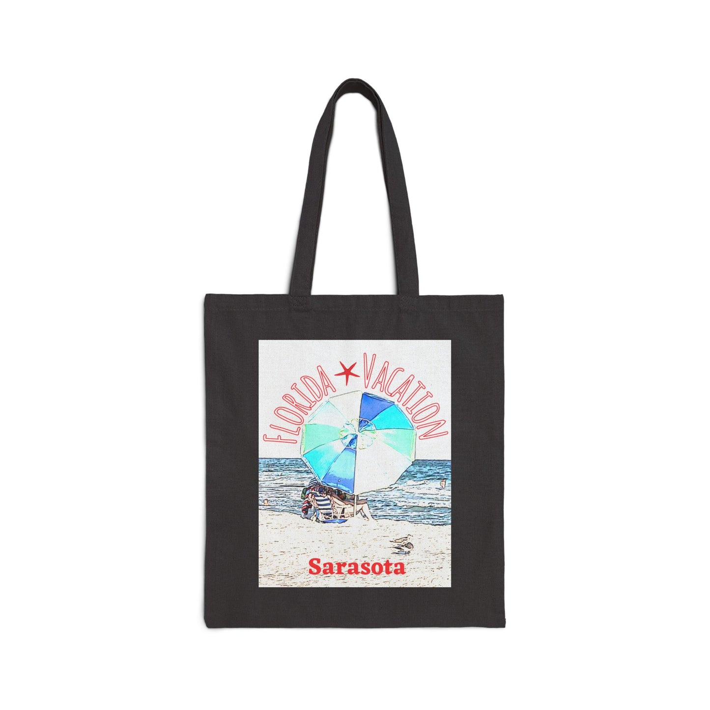 "Florida Vacation Sarasota" Stylish Cotton Canvas Tote Bag