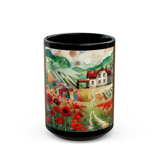 Poppy Hill House - 11 oz or 15 oz Ceramic Black Mugs