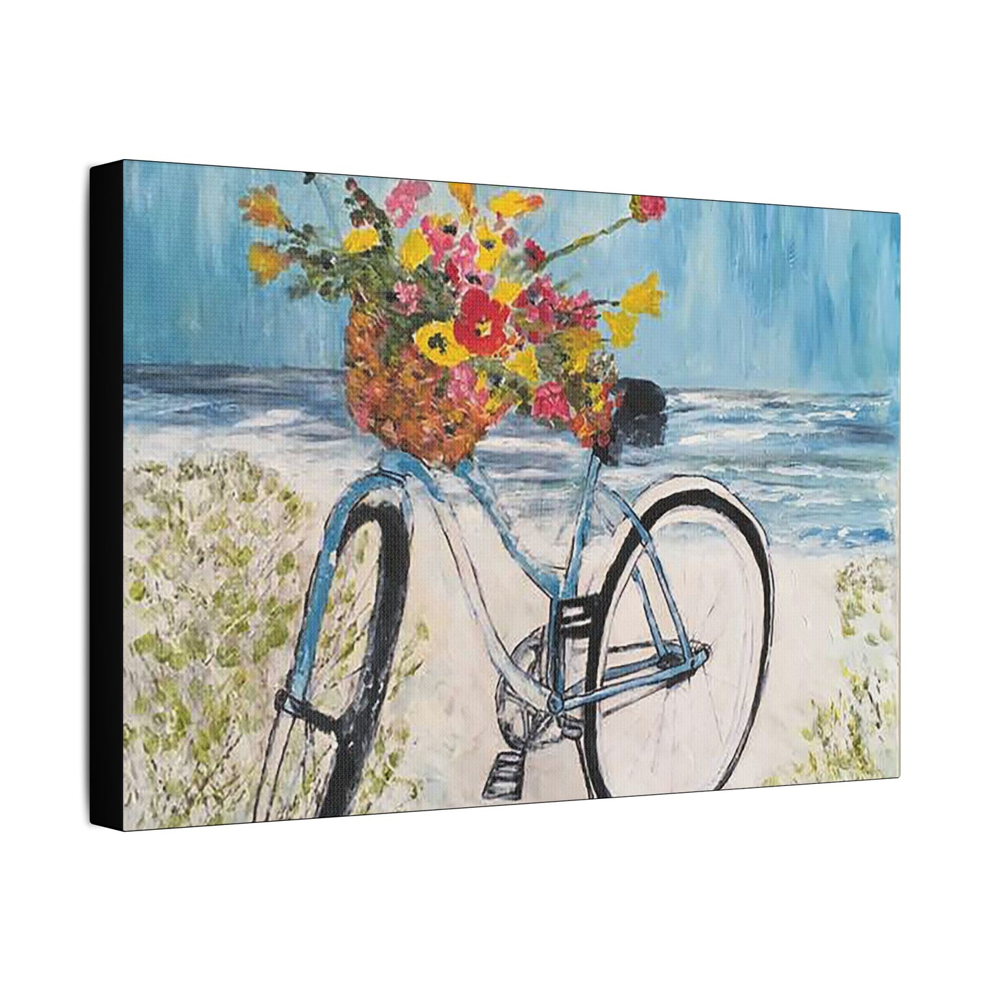 Biking on the Beach- Art- Gallery Wrapped- Satin Stretched Canvas Gallery Wraps - No Frame Needed