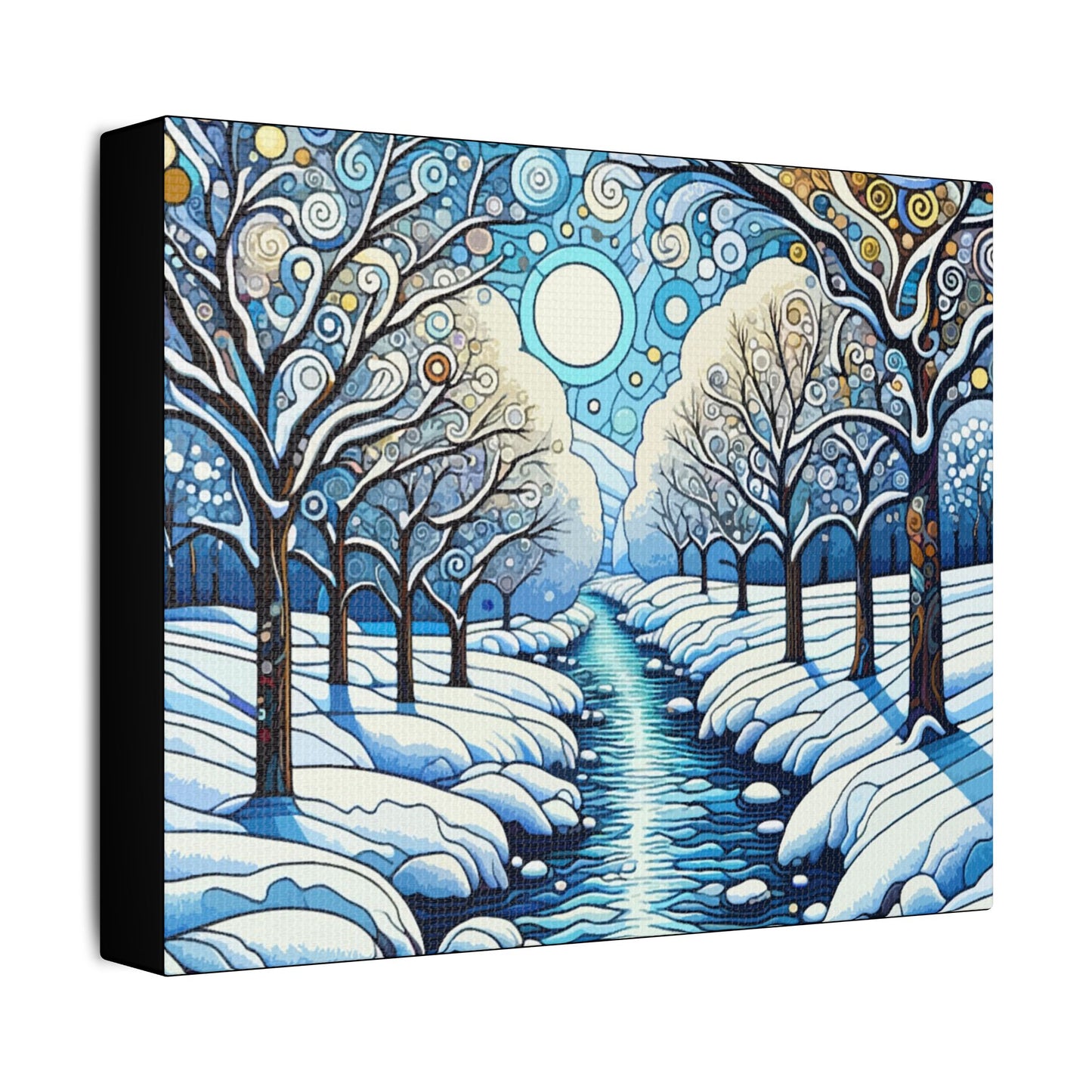 Winter Stream- Art- Gallery Wrapped- Satin Stretched Canvas Gallery Wraps - No Frame Needed