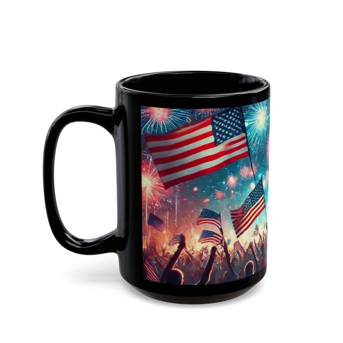 Celebrate Freedom - 11 oz or 15 oz Ceramic Black Mugs