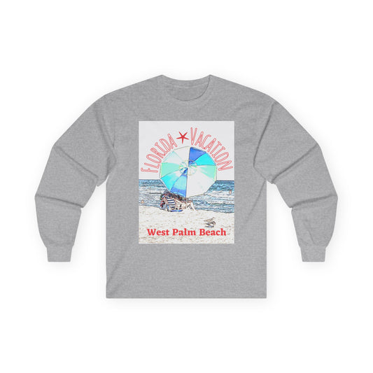 "Florida Vacation West Palm Beach" Long Sleeve Casual Unisex Tee Shirt