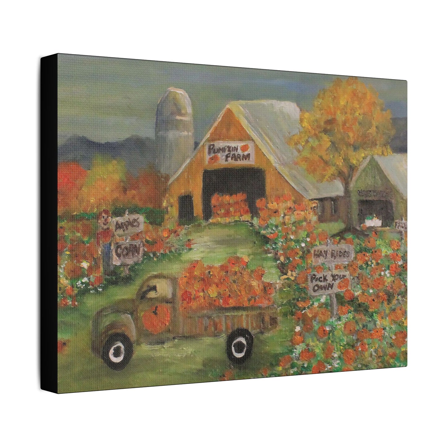 October Pumpkin Farm - Art- Gallery Wrapped- Satin Stretched Canvas Gallery Wraps - No Frame Needed