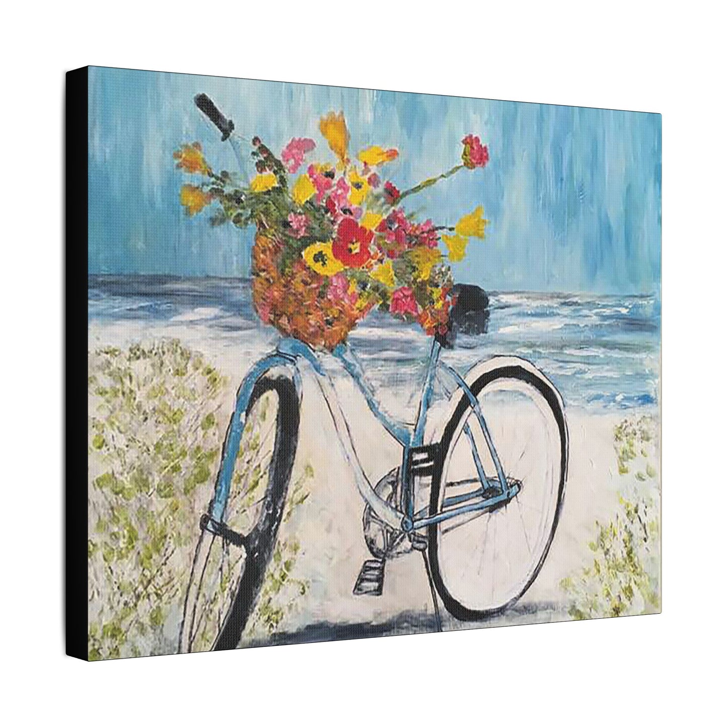 Biking on the Beach- Art- Gallery Wrapped- Satin Stretched Canvas Gallery Wraps - No Frame Needed