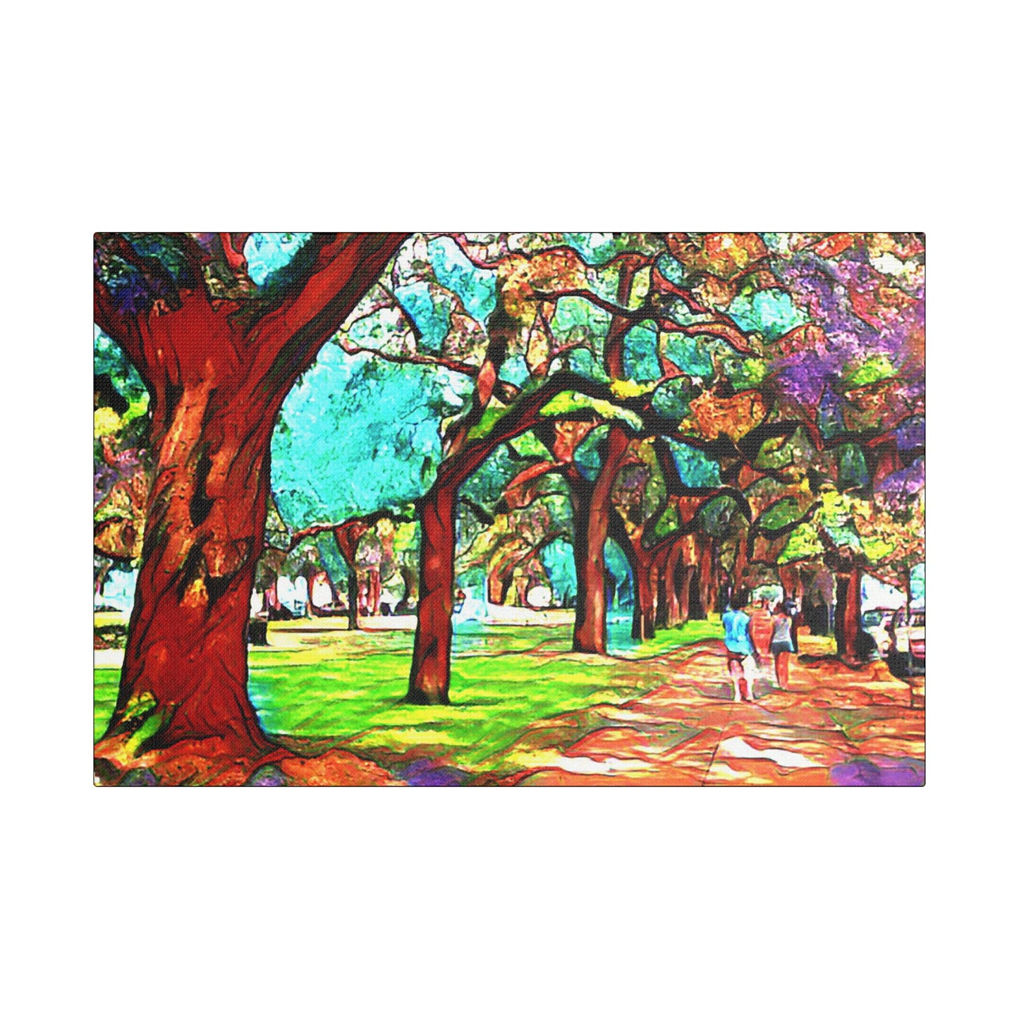 Walk in the Park- Art- Gallery Wrapped- Satin Stretched Canvas Gallery Wraps - No Frame Needed