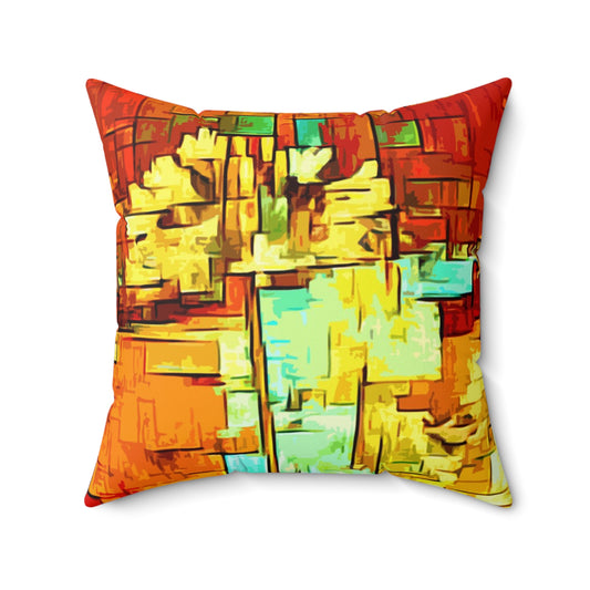 Red Flowers Faux Suede Square Pillow