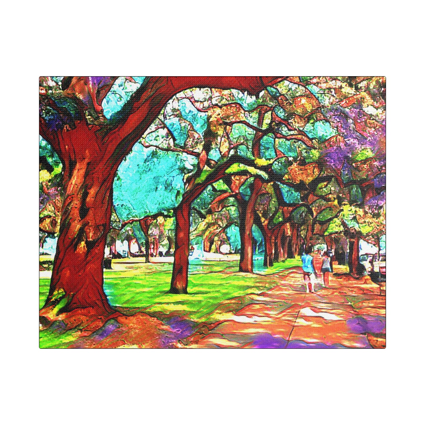 Walk in the Park- Art- Gallery Wrapped- Satin Stretched Canvas Gallery Wraps - No Frame Needed