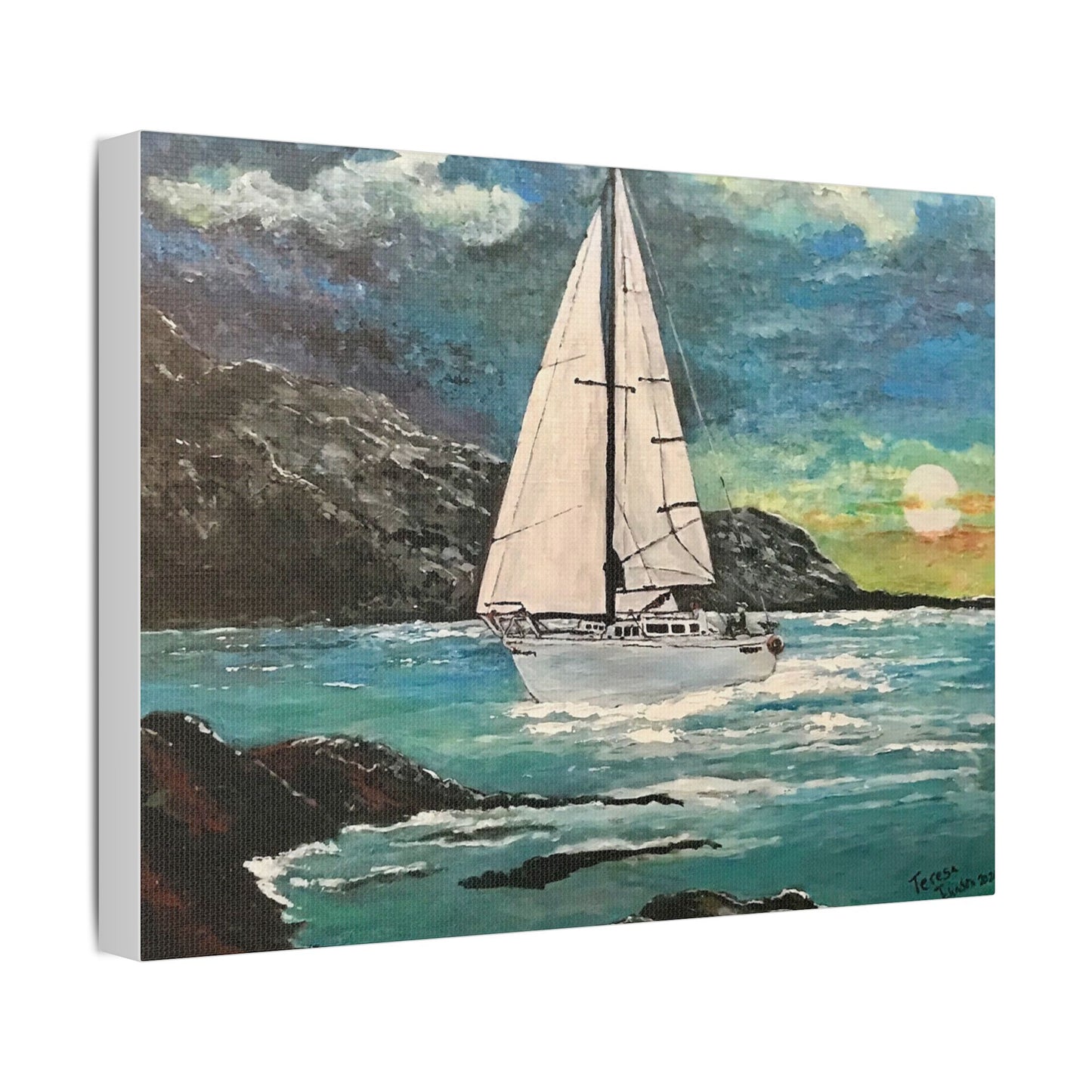 Tropical Sailing- Art- Gallery Wrapped- Satin Stretched Canvas Gallery Wraps - No Frame Needed