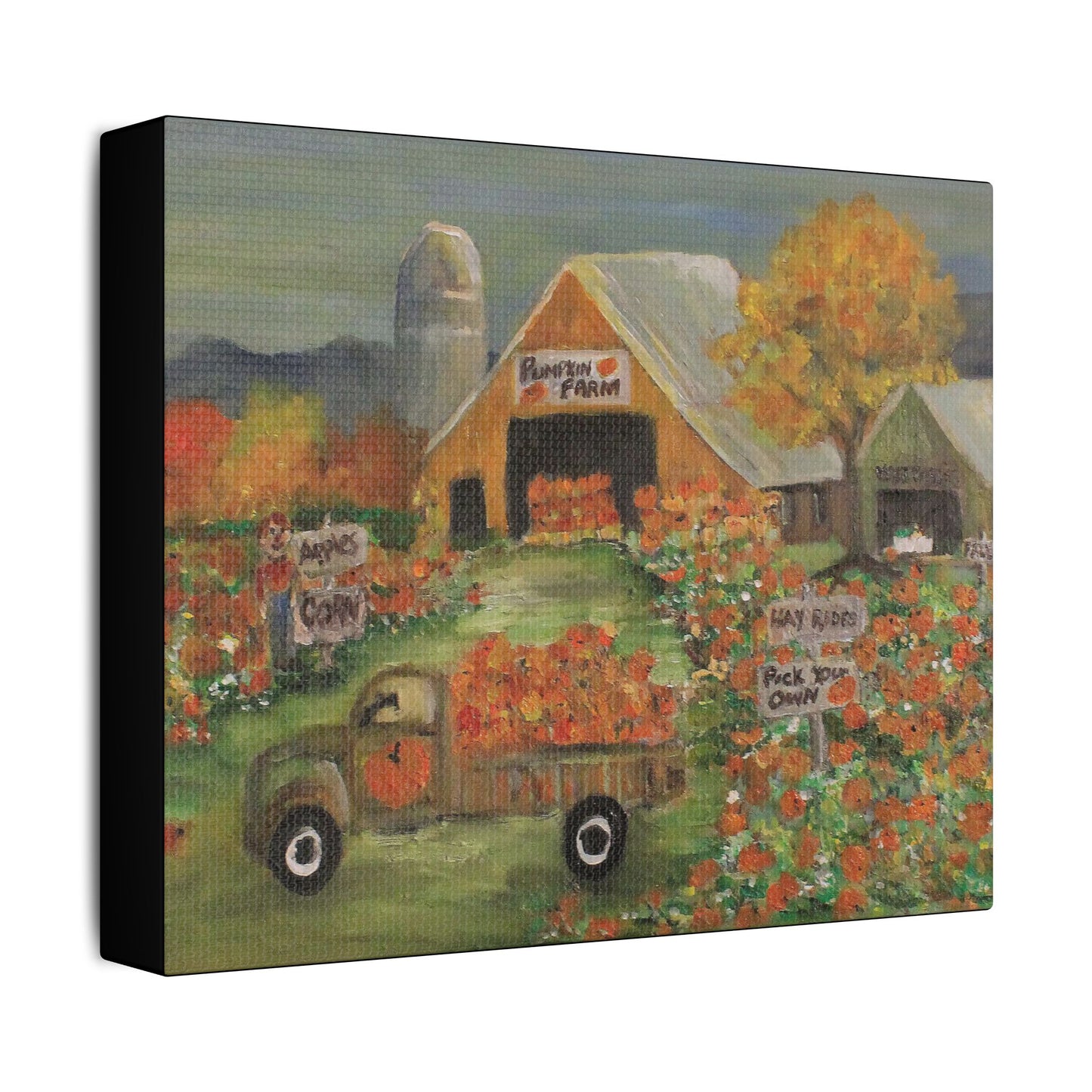 October Pumpkin Farm - Art- Gallery Wrapped- Satin Stretched Canvas Gallery Wraps - No Frame Needed