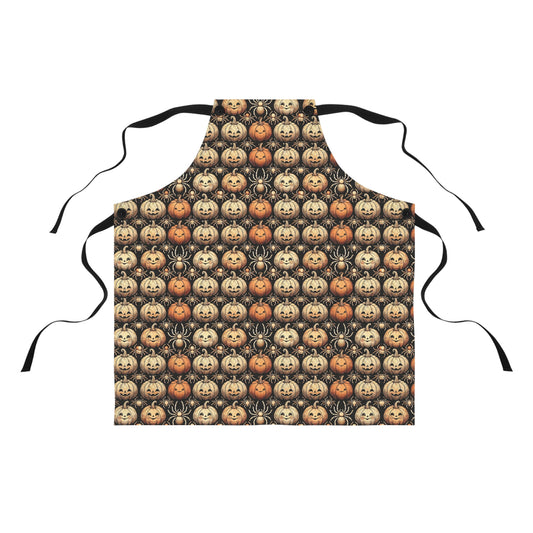 Happy Pumpkin and Spider Halloween Apron