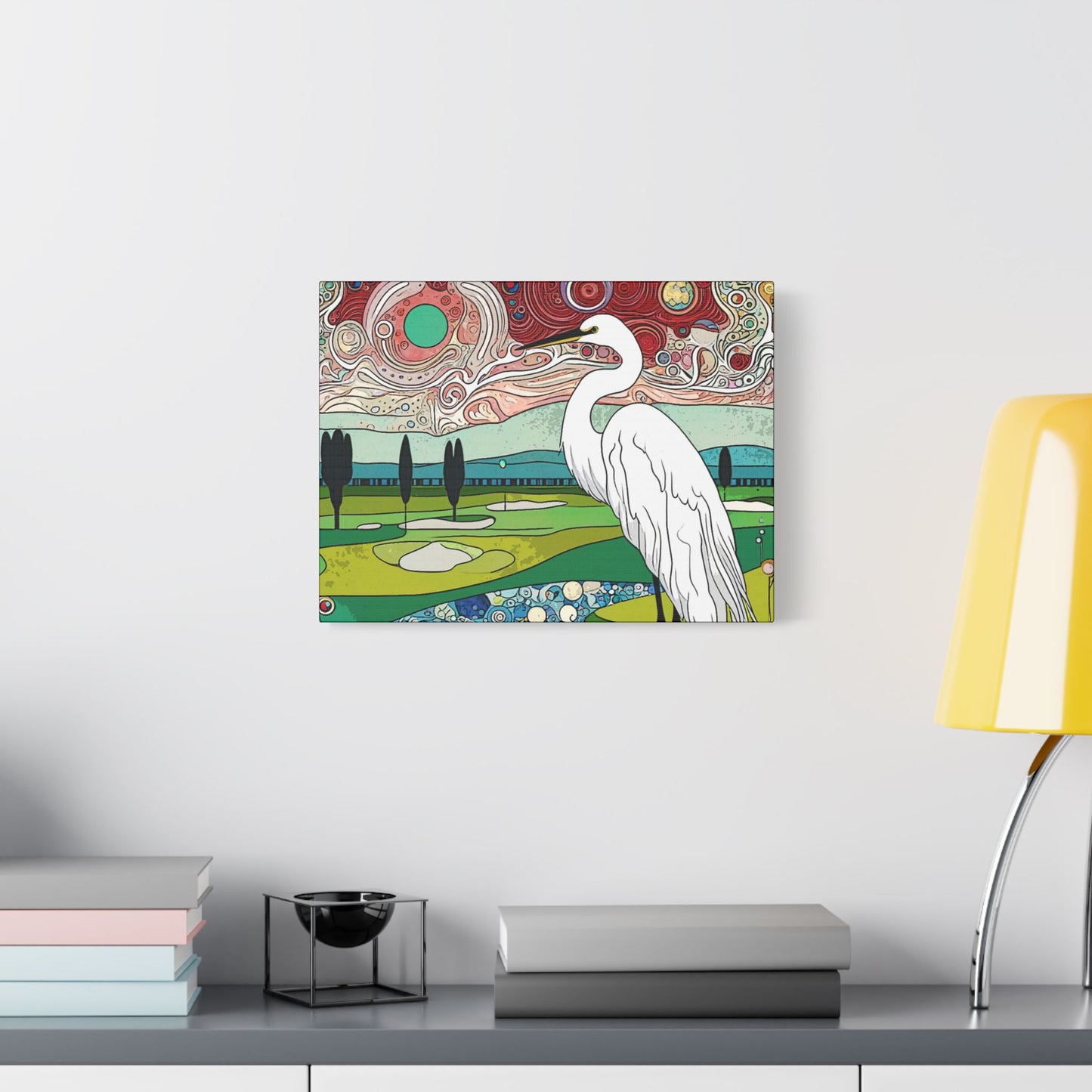 Florida Egret- Art- Gallery Wrapped- Satin Stretched Canvas Gallery Wraps - No Frame Needed