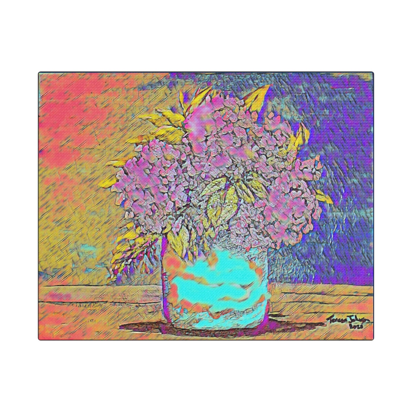 Old Fashion Hydrangeas - Art- Gallery Wrapped- Satin Stretched Canvas Gallery Wraps - No Frame Needed