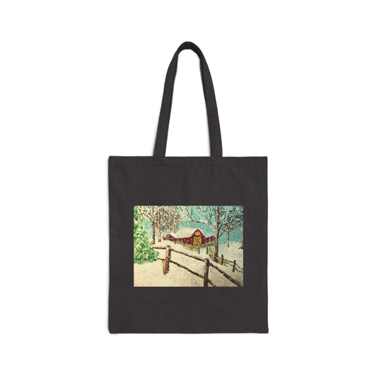 "Snowy Christmas Morning" Stylish Cotton Canvas Tote Bag