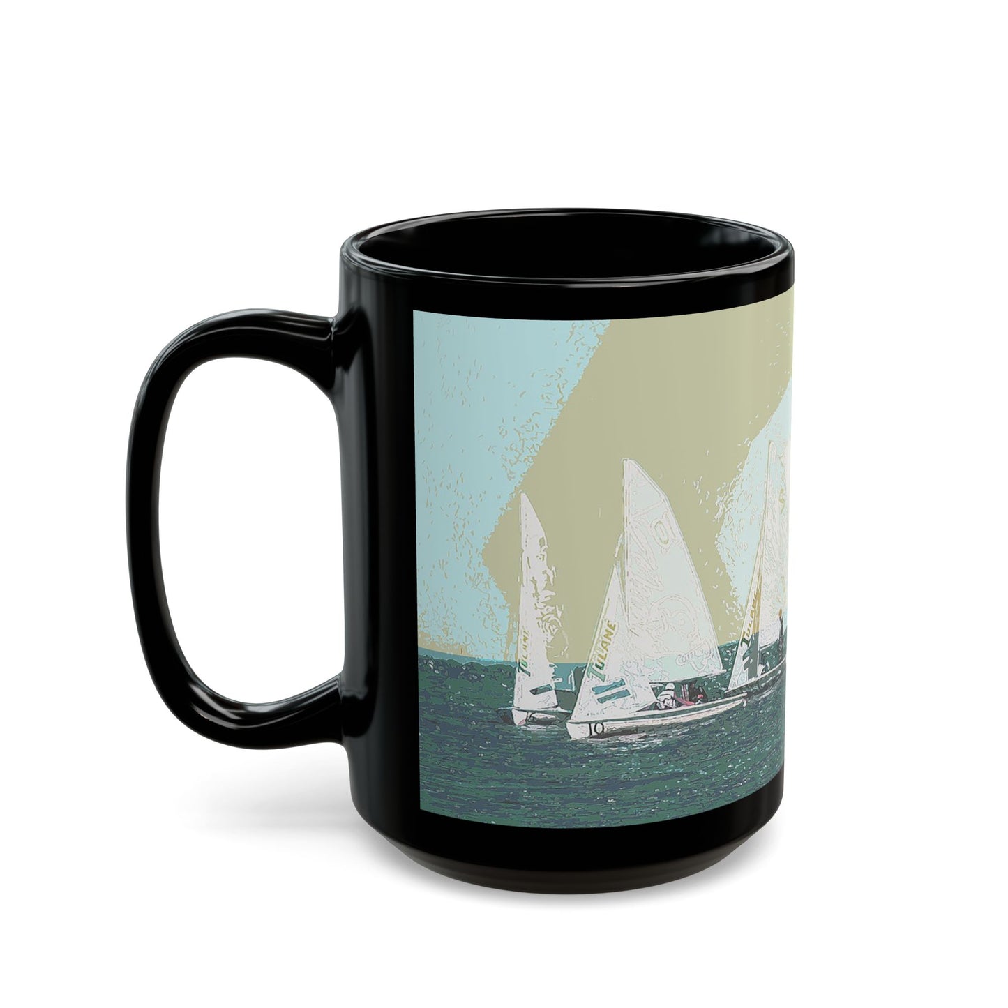 Sailing Race- 11 oz or 15 oz Ceramic Black Mugs