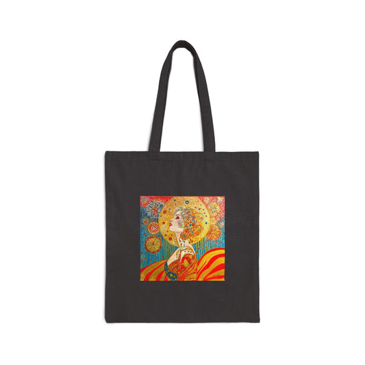 "Miss Liberty" Stylish Cotton Canvas Tote Bag, Eco-Friendly Shopping Bag