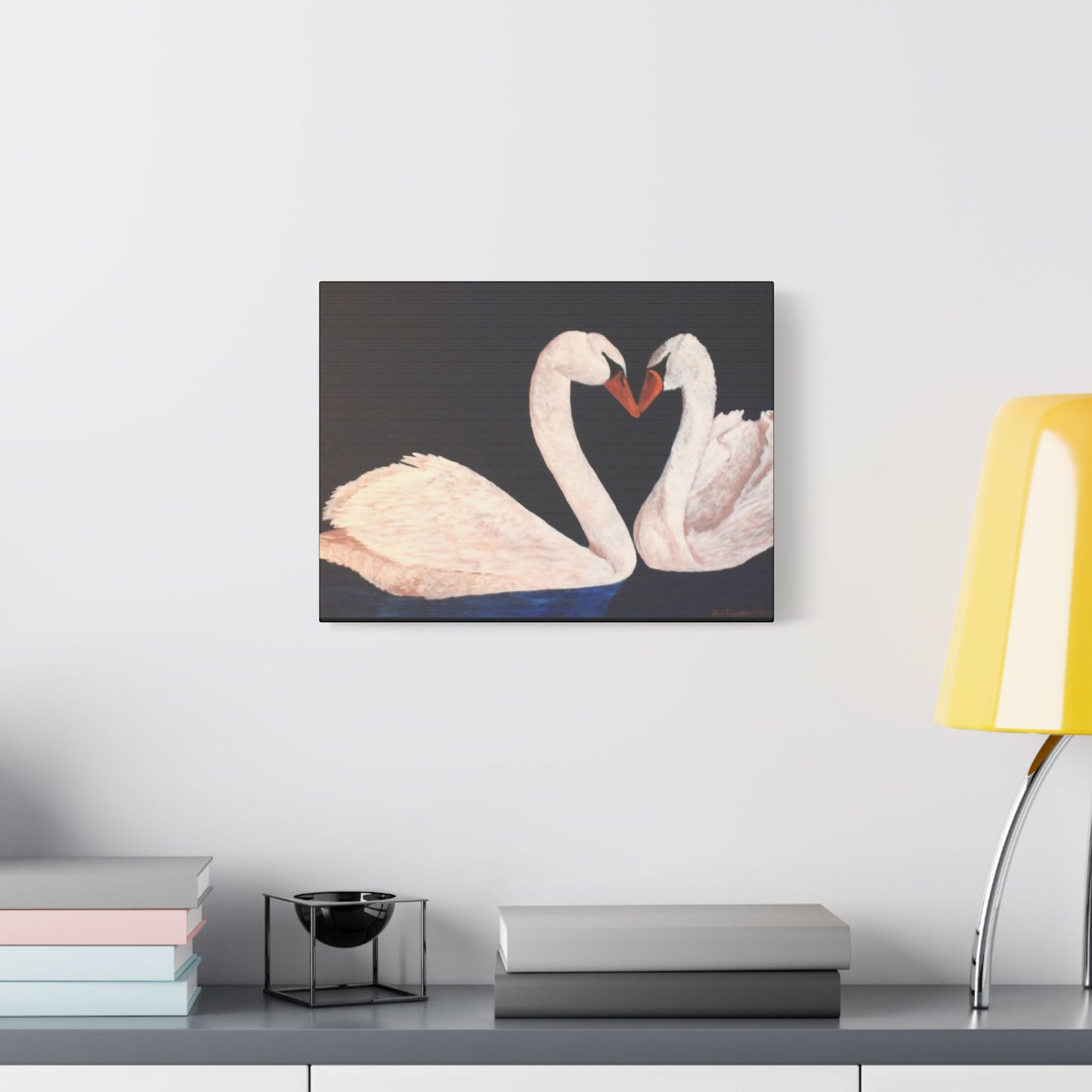 Peaceful Swans- Art- Gallery Wrapped- Satin Stretched Canvas Gallery Wraps - No Frame Needed