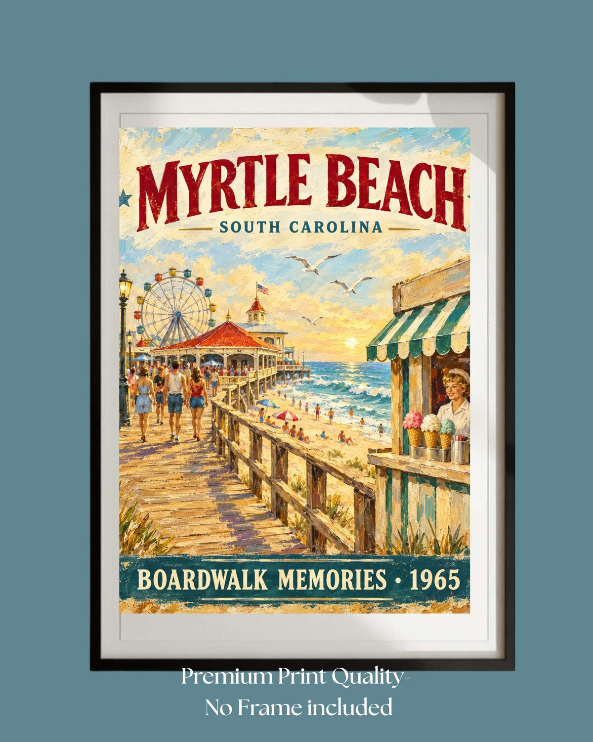 Myrtle Beach SC Vintage Sign | Prints, Canvas, Wood, or Metal Art