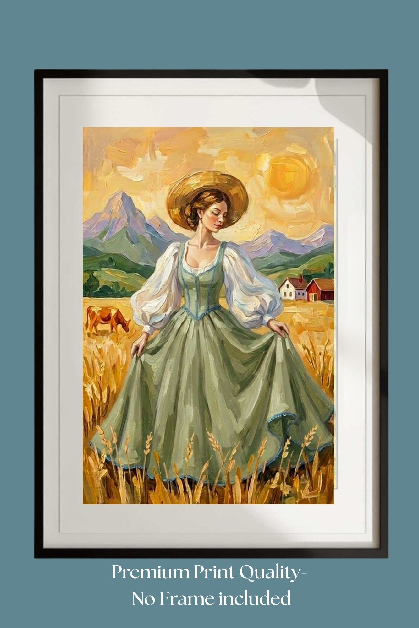 Dancing In the Garden| Vintage Style Print| Farm Village Art| Giclee Paper- Wood- Metal- Canvas