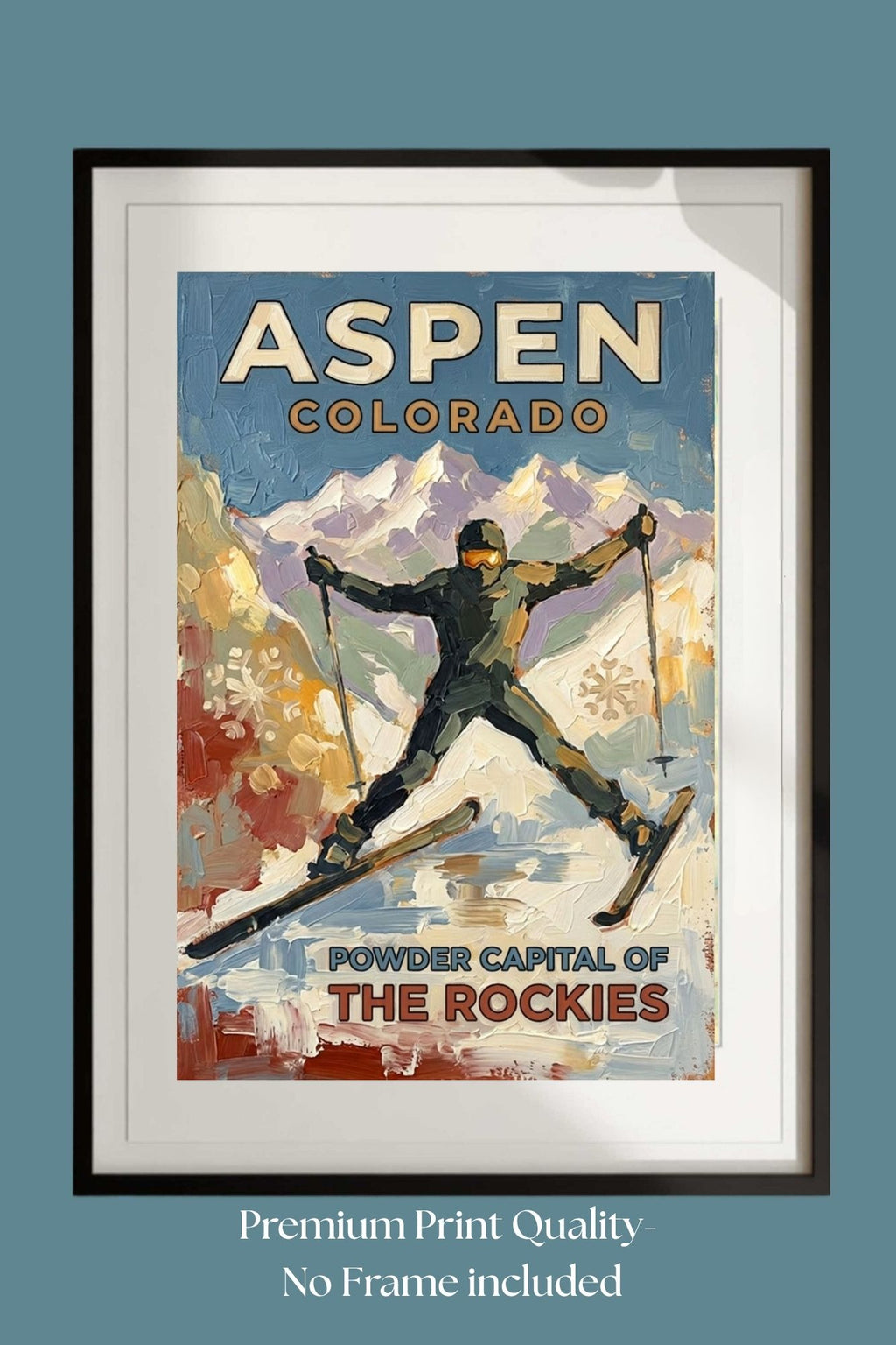 Aspen Colorado Powder Capital Of The Rockies| Snow Print| Giclee on Paper - Wood - Metal - Canvas
