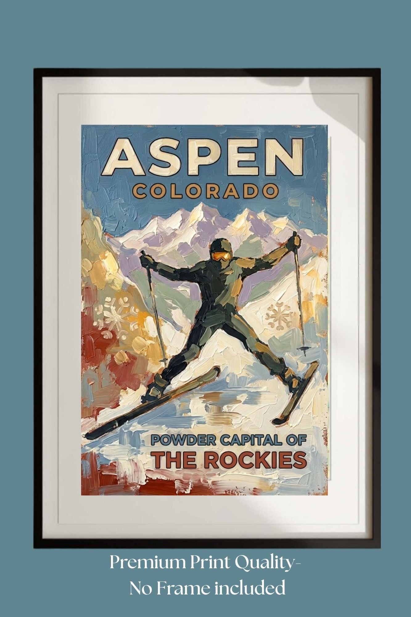 Aspen Colorado Powder Capital Of The Rockies| Snow Print| Giclee on Paper - Wood - Metal - Canvas