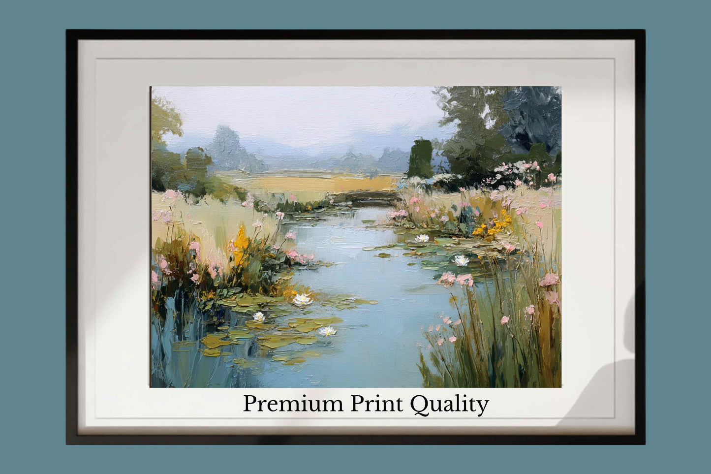 The Lily Pond – Impressionist Water Garden Painting, Lily Pad Pond Wall Art, Giclee Paper- Wood- Metal- Canvas