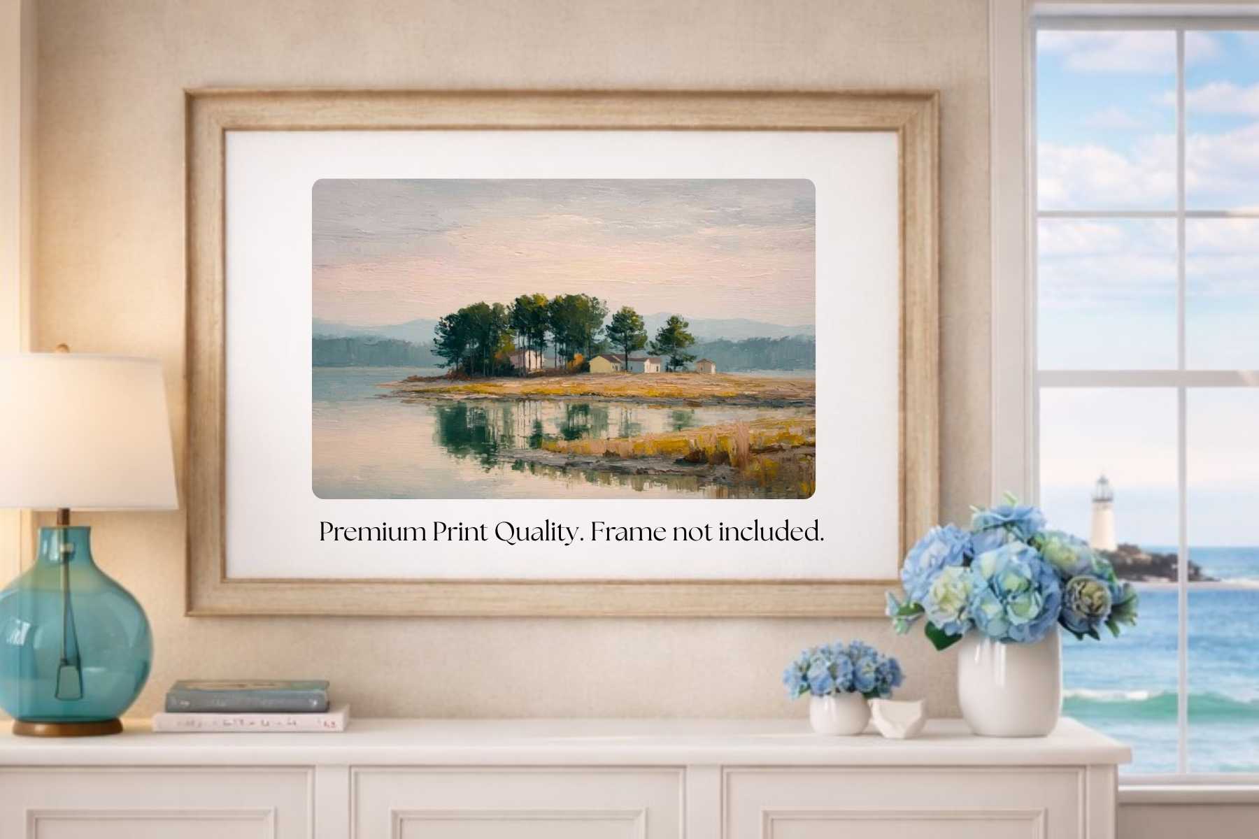 Coastal Point | Coastal Print| Landscape Art Print | Serene Island art| Impressionist Seascape | Beach House Wall Art | Lake & Coastal Decor