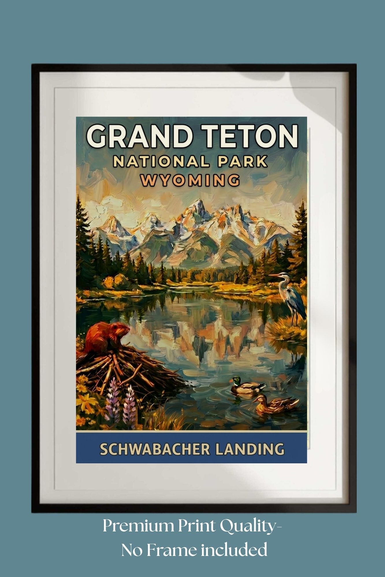 Schwabacher Landing| Grand Teton Mountain| Impressionist Print| Giclee Paper- Wood- Metal- Canvas