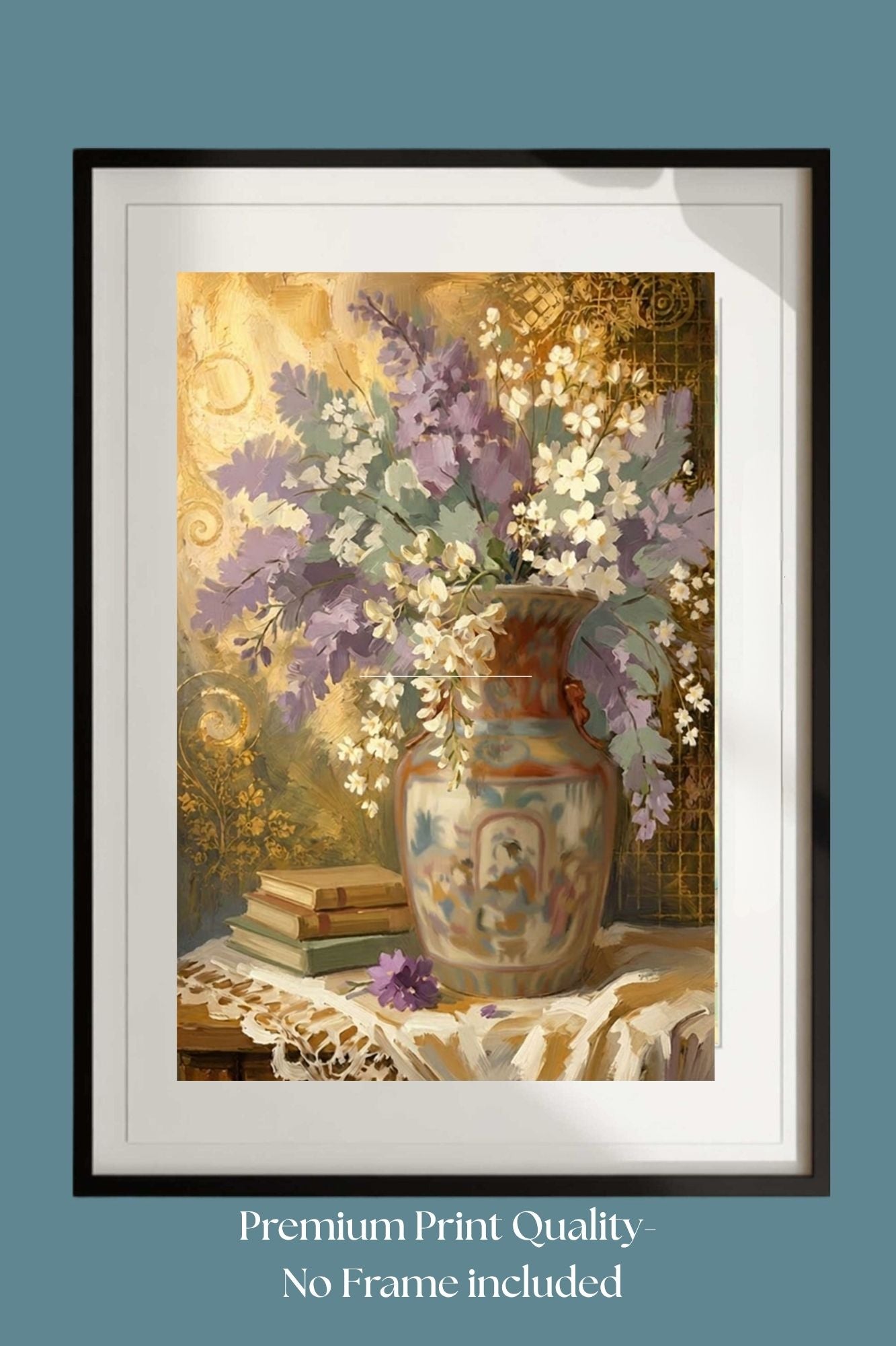 Heirloom Garden Blooms | Elegant Floral Print| Still Life with Oriental Vase | Cottage Garden Wall Art | Giclée Paper • Canvas • Wood • Metal