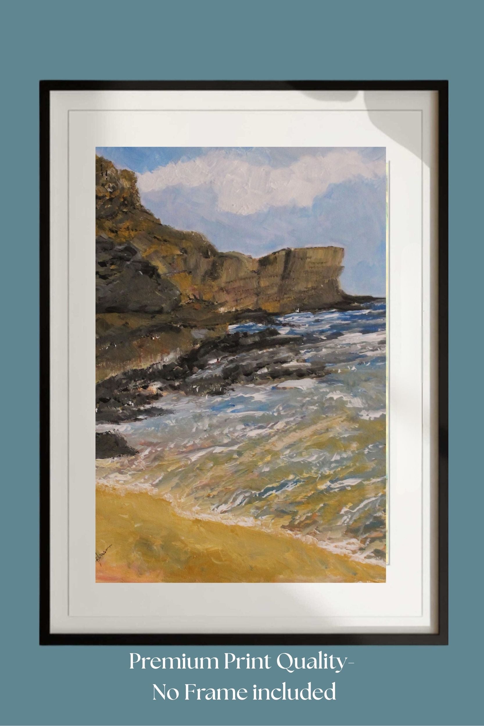 High Cliffs | Original Teresa Johnson Coastal Landscape | Ocean Cliff Wall Art | Seascape Giclée Print | Paper, Wood, Metal, Canvas