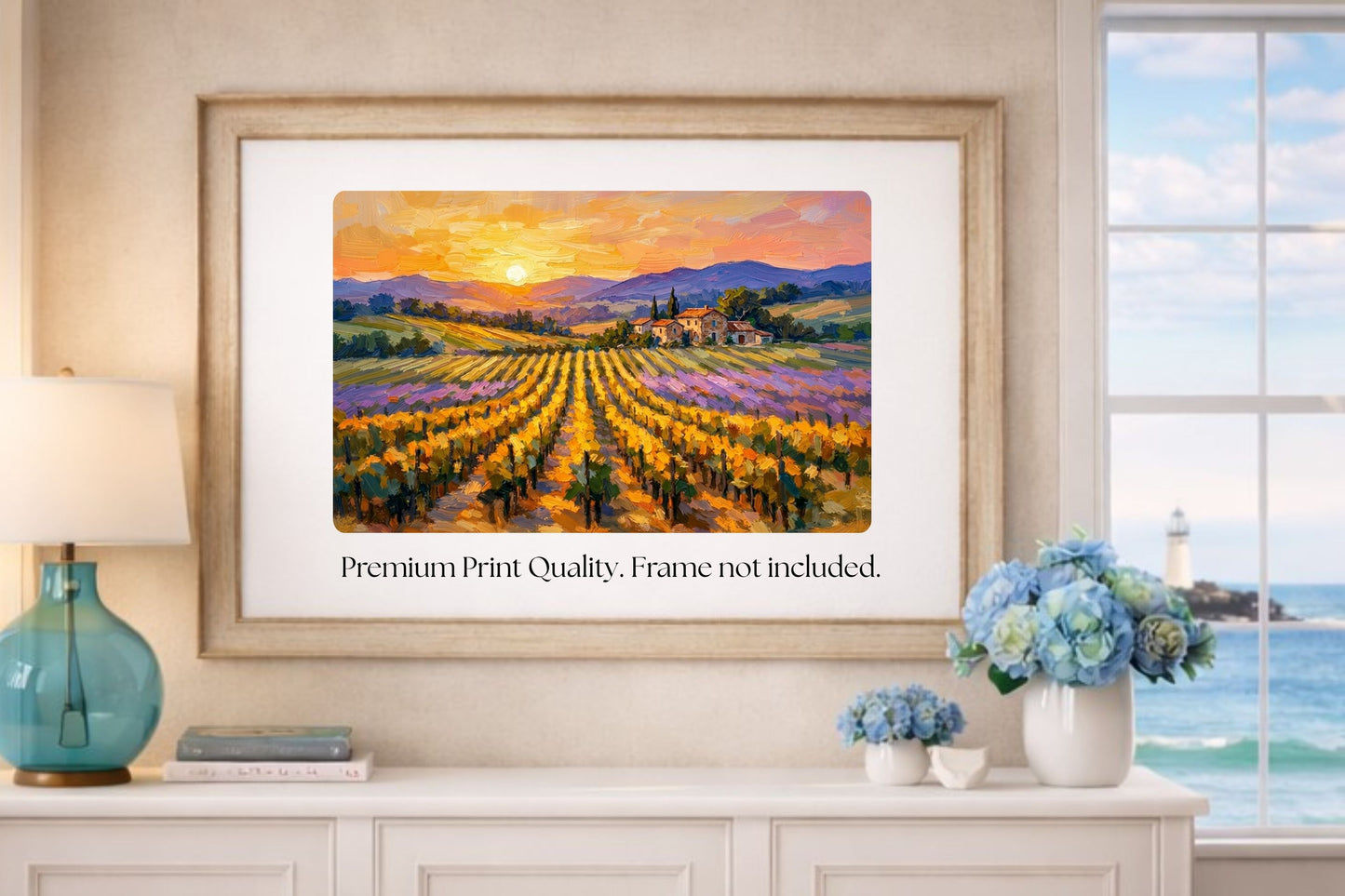 Golden French Vineyard at Sunset | Wine Country Art | Giclée Paper • Canvas • Birch Wood • Metal Panels
