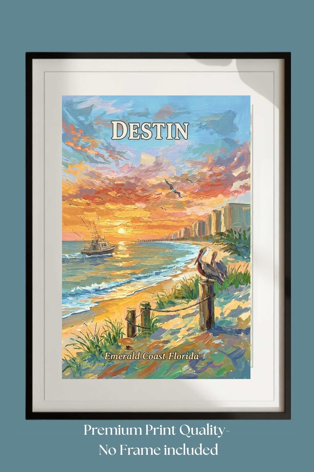 Emerald Coast Sunset In Destin| Travel Poster Art| Giclee Paper- Wood- Metal- Canvas