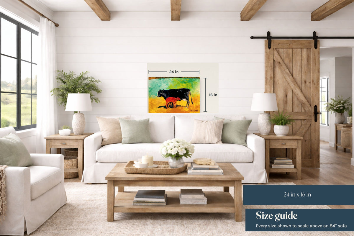 Allison's Cow and Calf Fine| Original Teresa Johnson Print | Western Decor |-Giclee Paper- Canvas