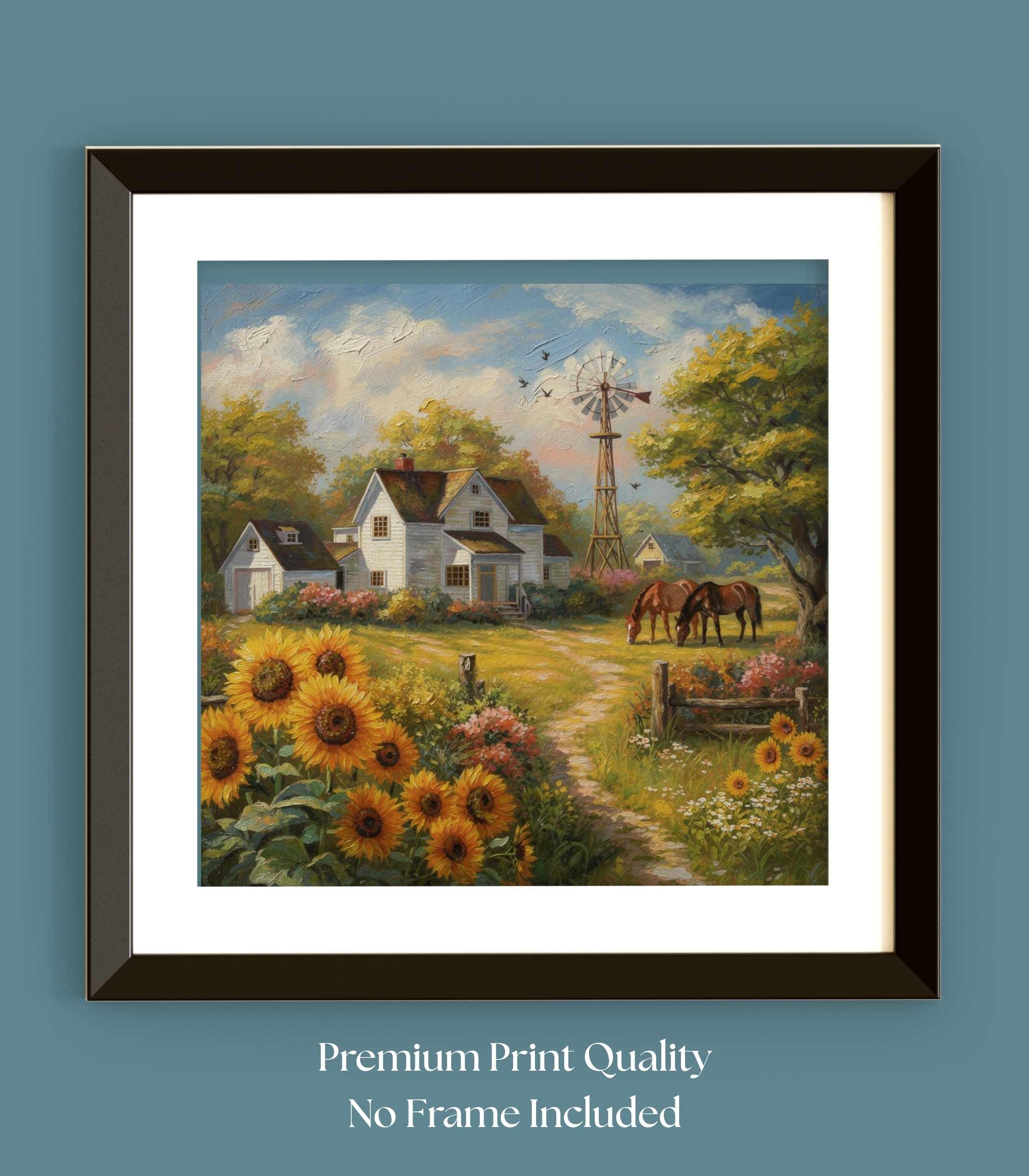 Sunflower Farm | Bee Art Prints| Farmhouse Garden Prints| Giclee Paper- Wood- Metal- Canvas