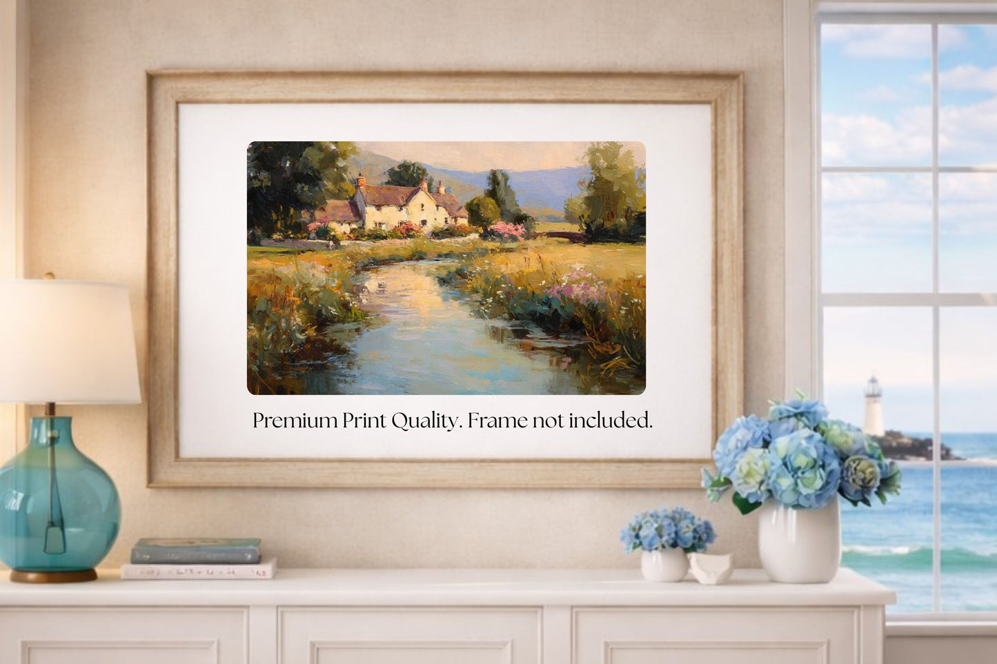 Whispering Brook Cottage | English Print| Cottage Landscape Print| Impressionist Country| Cottagecore Art| Giclee Paper- Wood- Metal- Canvas