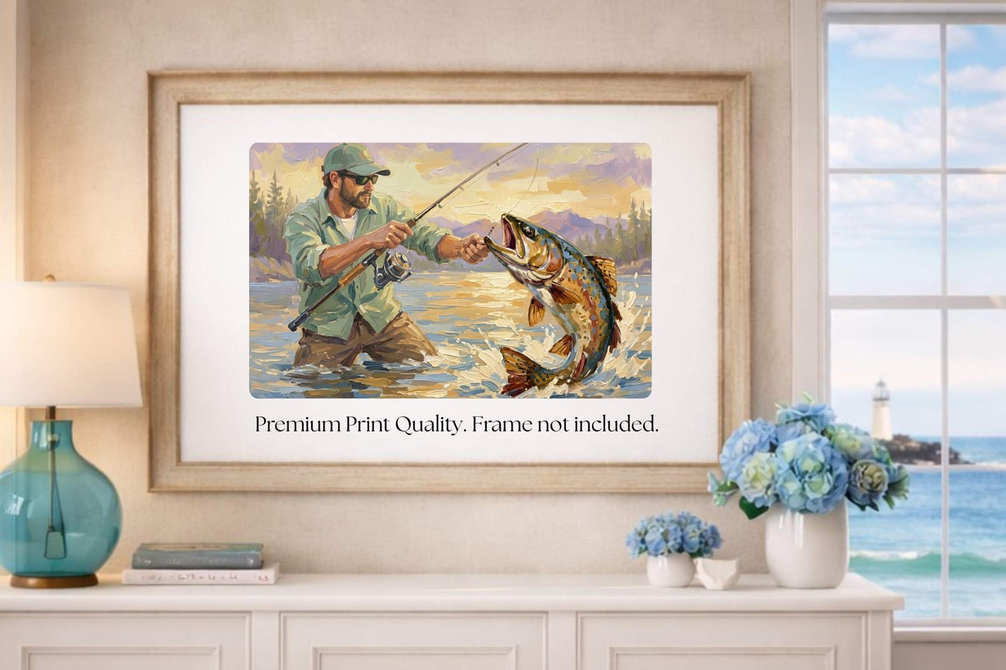 The Big Catch | Fisherman and Trout Art | Giclée Paper • Canvas • Wood • Metal Panels