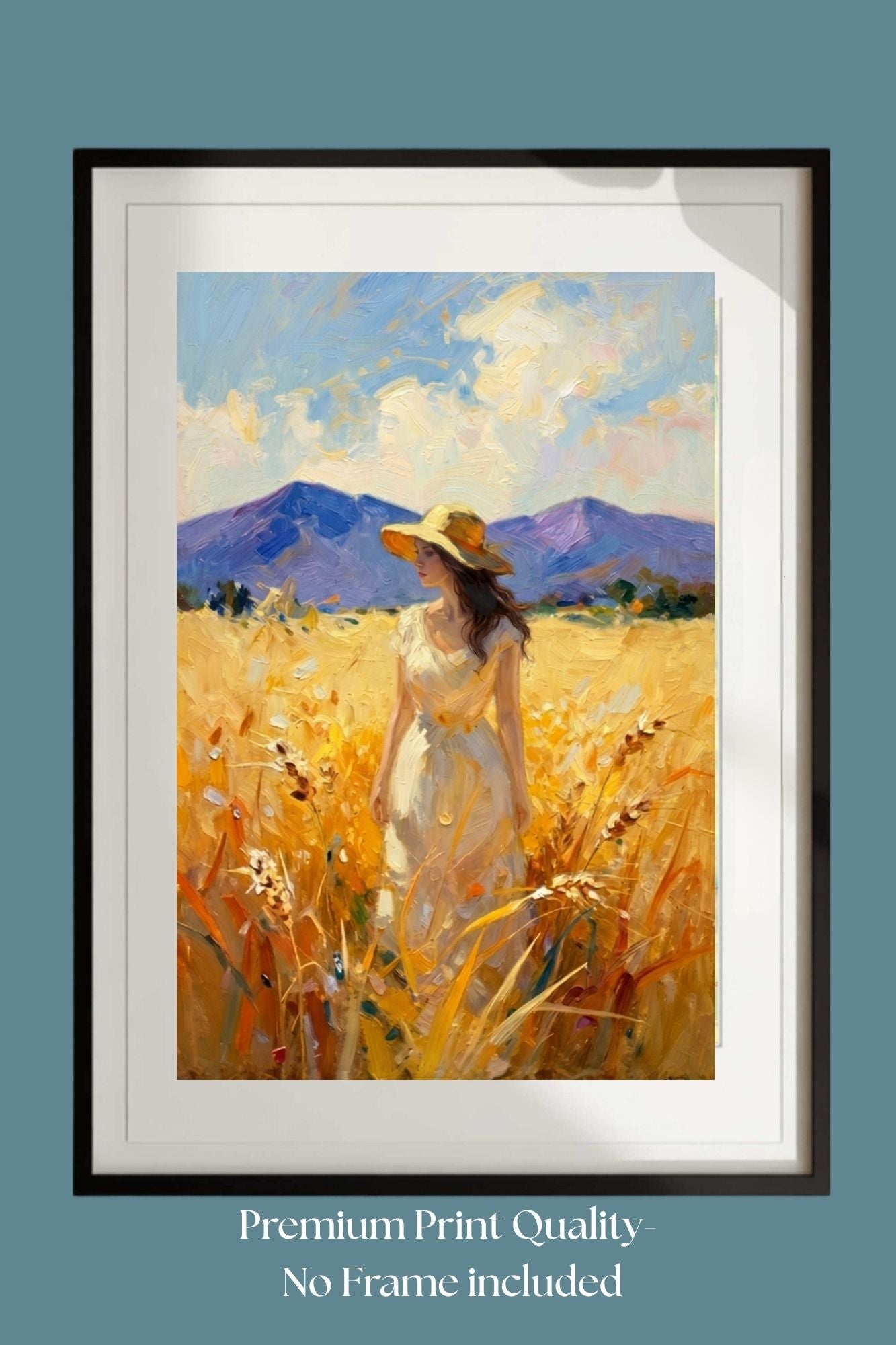 Where Summer Lingers | Wheat Field Prints |Vintage Style Farm Girl| Impressionist Landscape Print | Cottage Farmhouse Wall Art