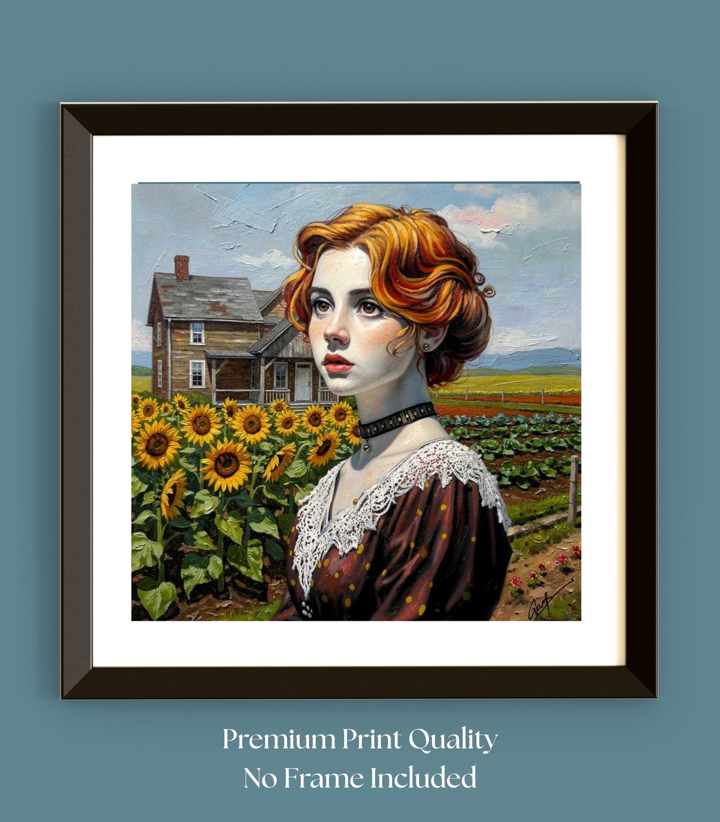 Vintage Farm Girl| Harvest Art| Giclee Paper- Wood- Metal- Canvas