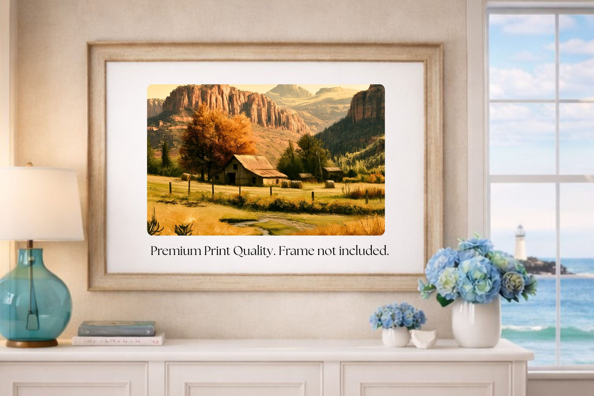 Autumn Beneath The Mountains | Impressionist Mountain Landscape Art | Giclée Paper • Wood • Metal • Canvas