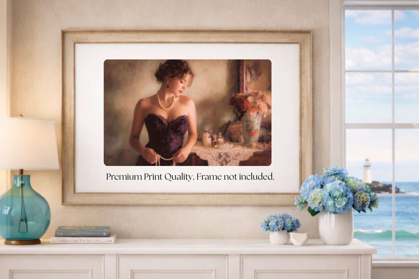 Quiet Elegance| Romantic Woman Print| Portrait Wall Print| Vintage Inspired Feminine Decor|Giclee Paper- Wood- Metal- Canvas
