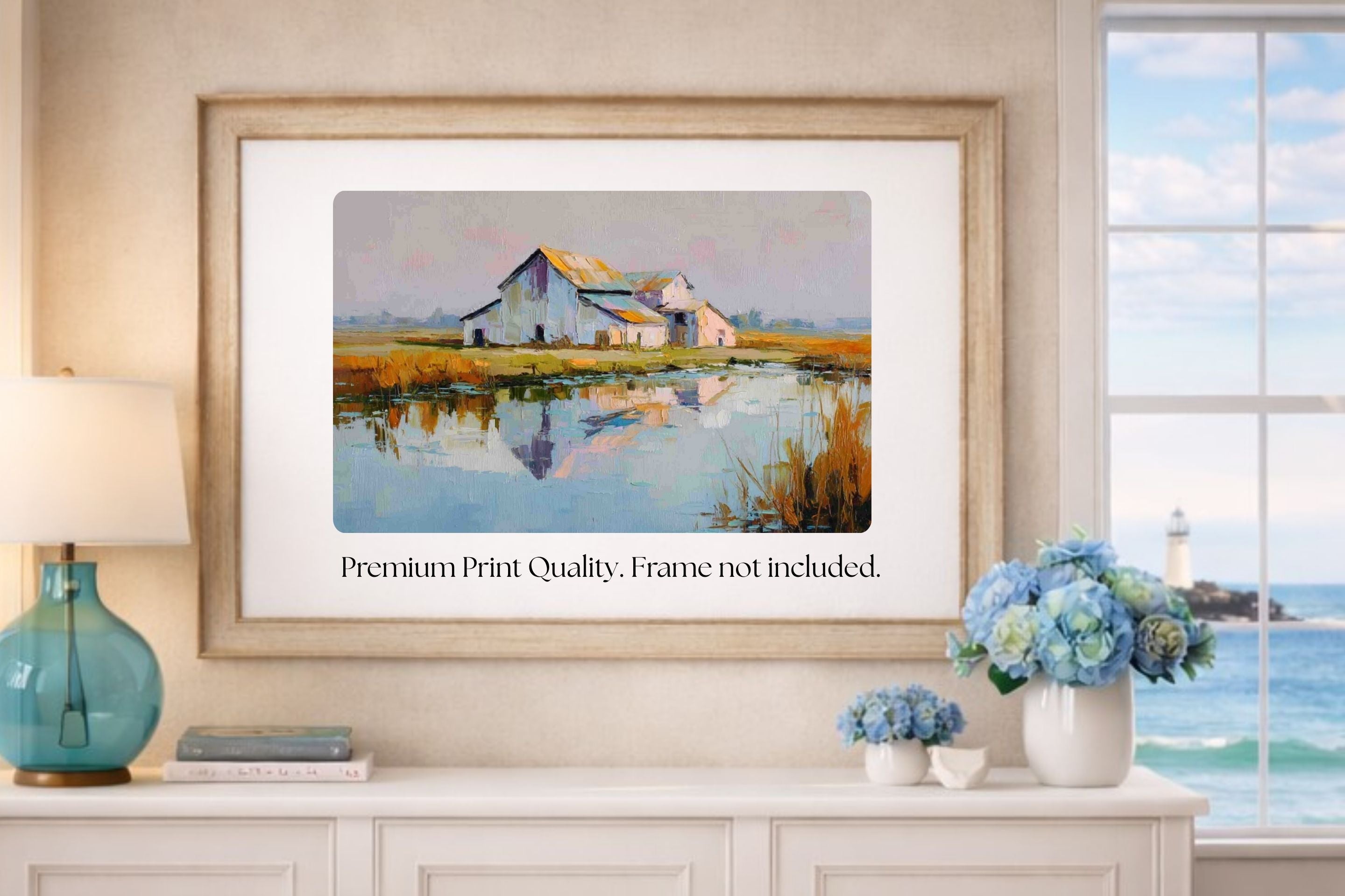 Still Water Farm | Impressionist Print| Barn Reflection Print| Farmhouse Art| Giclée on Canvas, Wood, Metal & Fine Art Paper