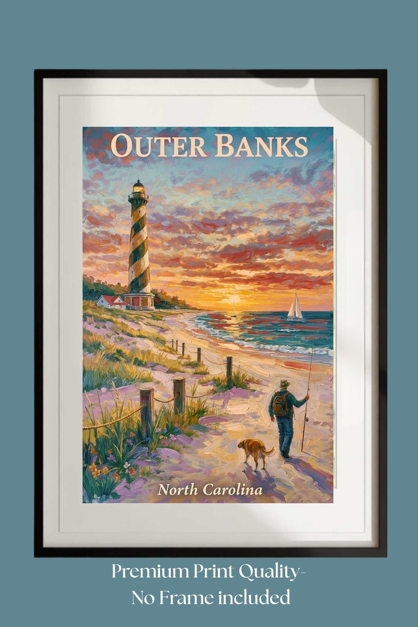 Outer Banks Lighthouse| North Carolina Ocean Print| Beach Art| Travel Poster| Giclee Paper- Wood- Metal- Canvas